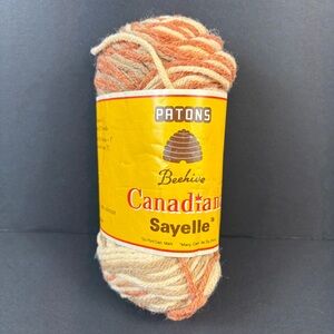 VTG Patons Canadiana Sayelle Yarn - Orange Cream Variegated - NWT GrandmaCore